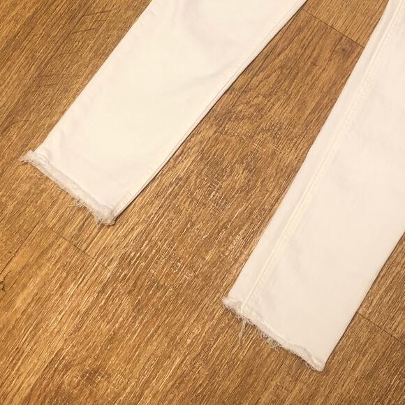 Rag & Bone White Blnc W/ Fray Capri Cropped Frayed Hemline Jeans Size 26 - Picture 4 of 14